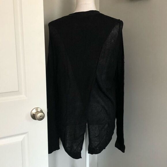 14th & Union Black Cardigan w/ Split Back - Picture 5 of 7